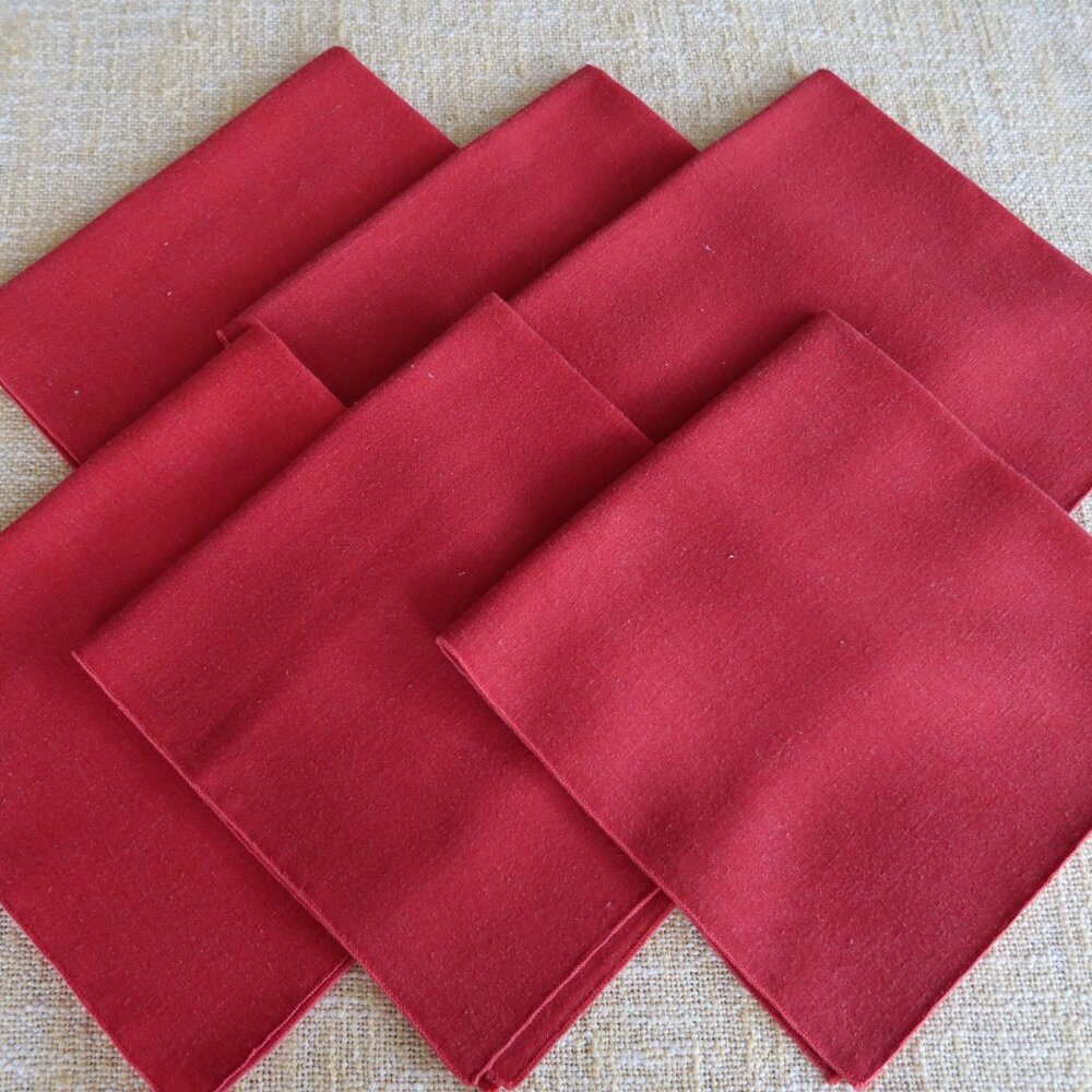 Set of 6 Solid Red Dinner Napkins